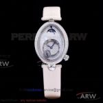 AW Factory Breguet Reine De Naples 8908 Moonphase White Leather Strap 36.5×28.45 MM Quartz Ladies Watch